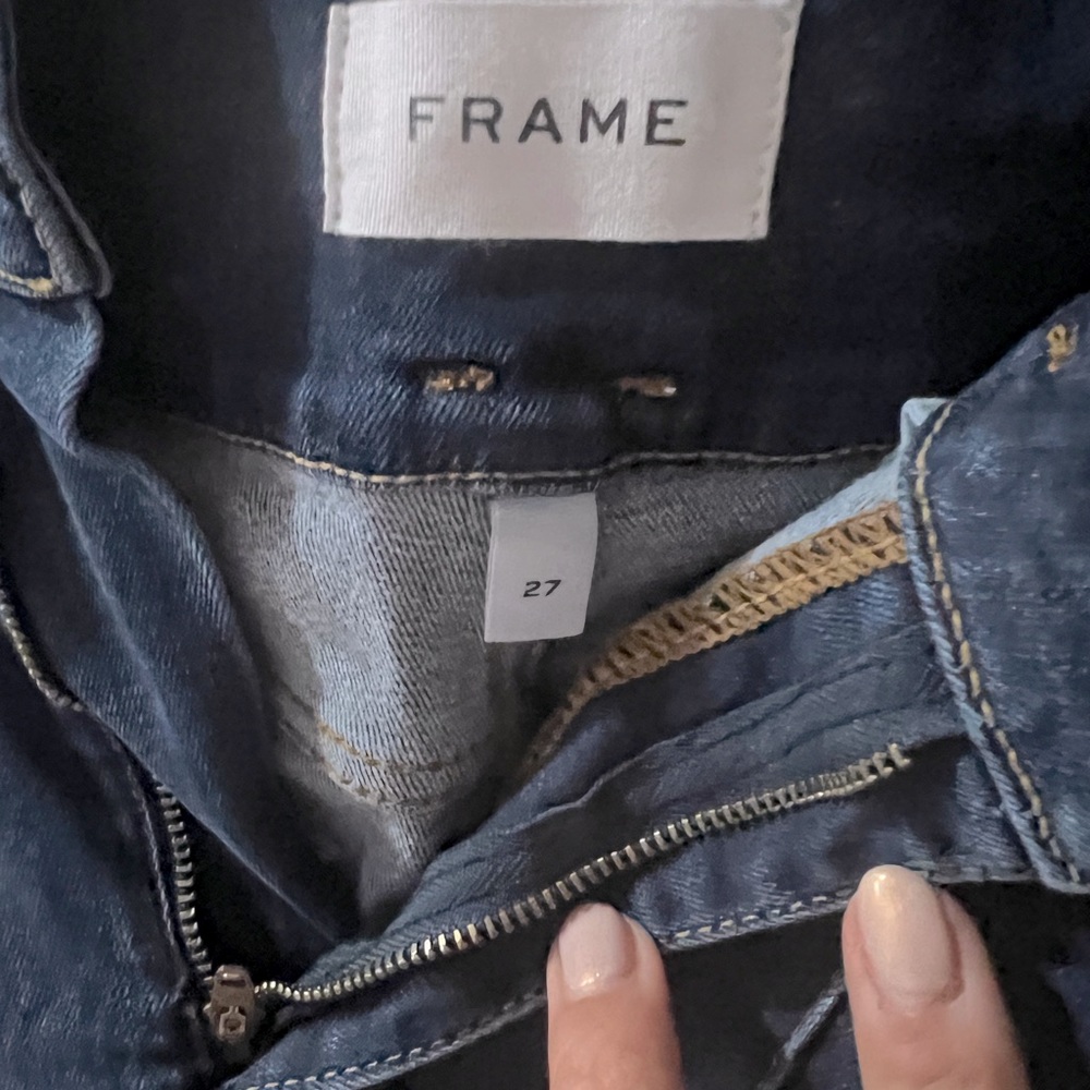 Frame high rise jeans with seams